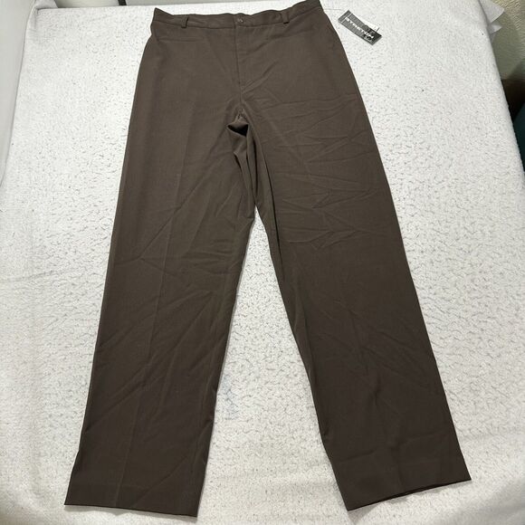 Rafaella Pants - Vintage Rafaella Women's 12 Straight Leg Pants Flat Front Brown Lightweight